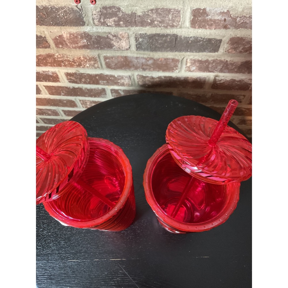 Starbucks Red Swirl Tumbler Venti‎ 24oz Reusable Cold Cup with Lid Straw Set - Picture 4 of 5